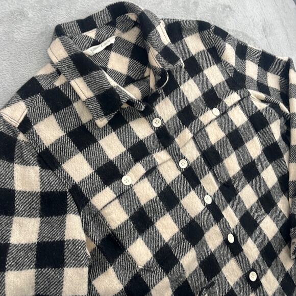 Woolrich S/M Women's Black, Ivory Plaid Shacket Shirt Jacket Wool Blend Button - Picture 2 of 16